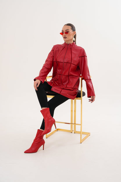 The Prado Reversible Red Leather Women Jacket