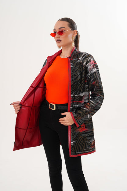 The Prado Reversible Red Leather Women Jacket