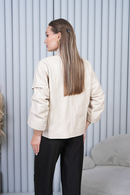The Odessa Cream Leather Women Jacket
