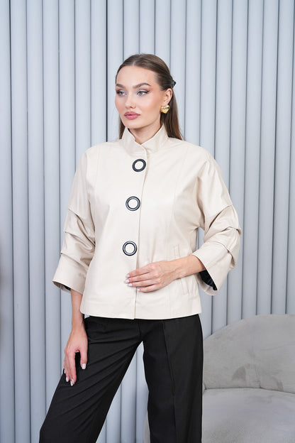 The Odessa Cream Leather Women Jacket