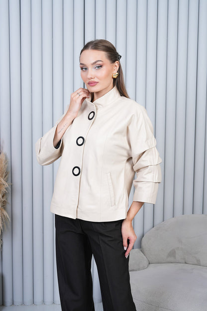 The Odessa Cream Leather Women Jacket