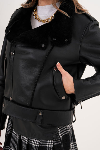 Vinci Leather Shoes The Elvora Black Leather Jacket