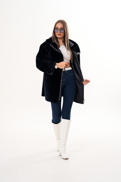 The Portofino Black Reversible Shearling Women Jacket