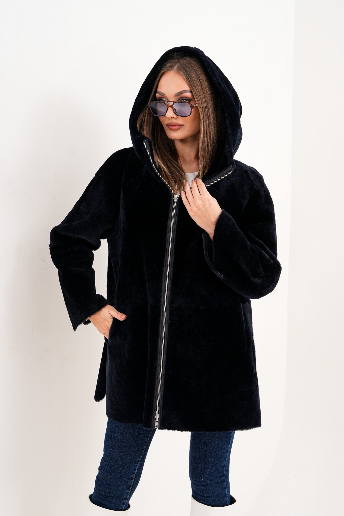 The Portofino Black Reversible Shearling Women Jacket
