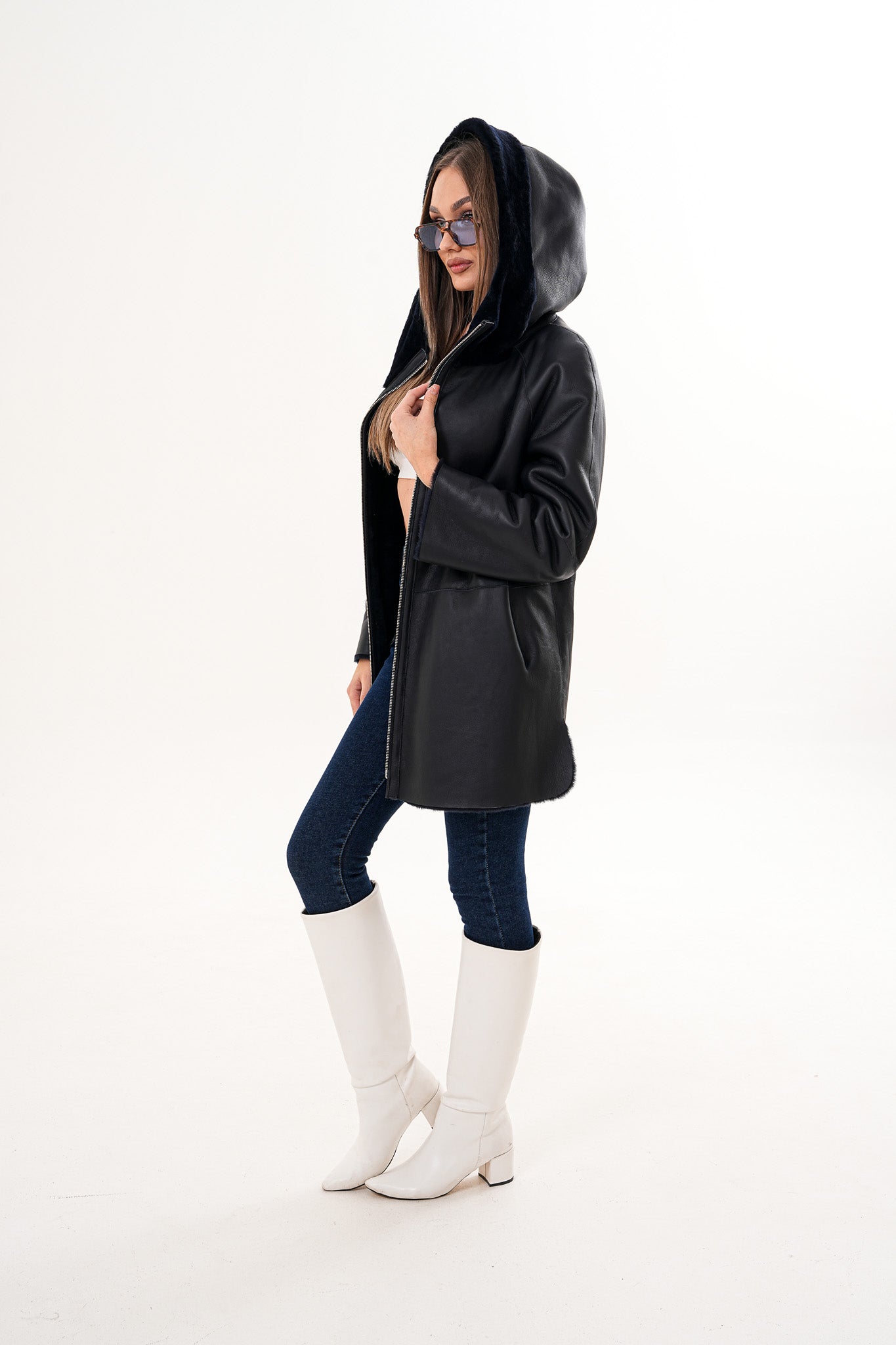 The Portofino Black Reversible Shearling Women Jacket