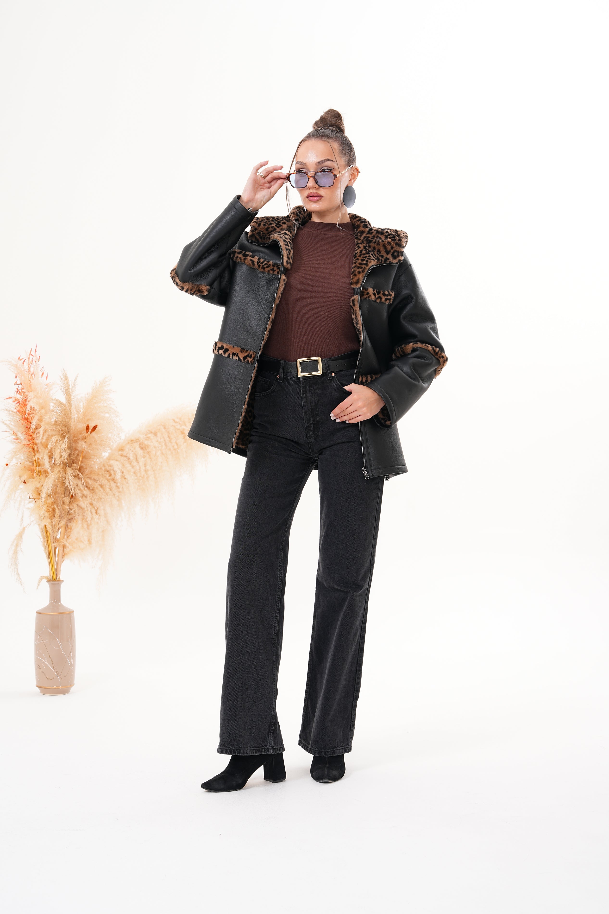 The Panthera Reversible Leopard Shearling Leather Women Jacket