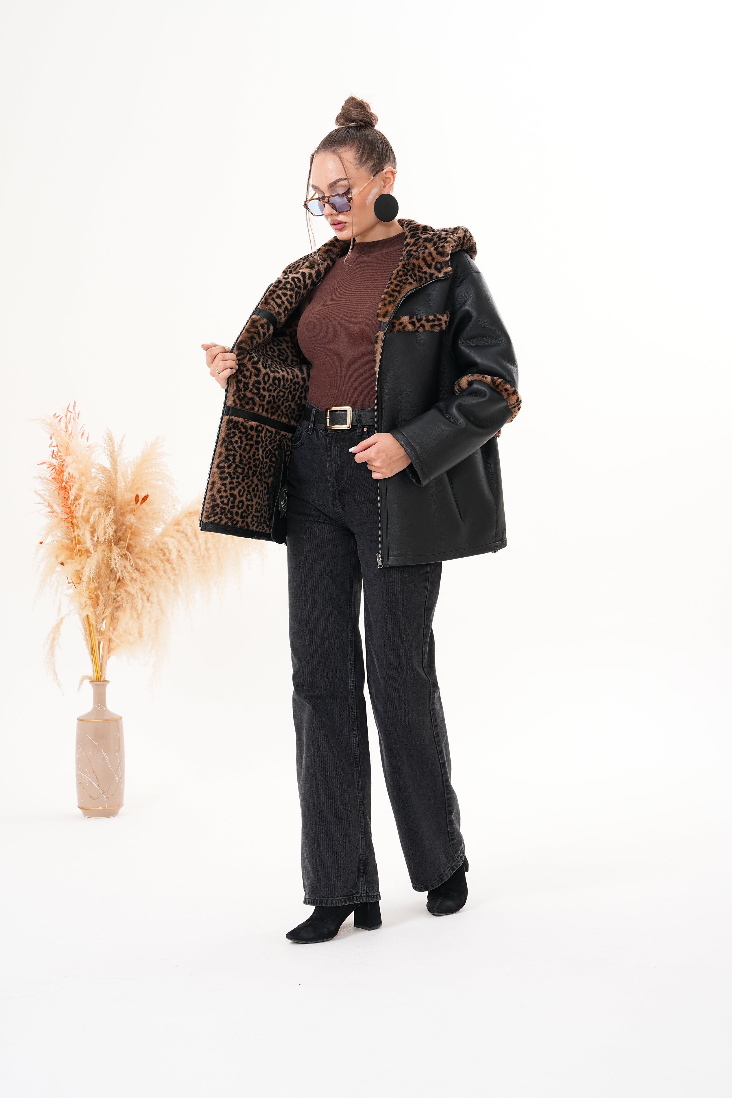 The Panthera Reversible Leopard Shearling Leather Women Jacket