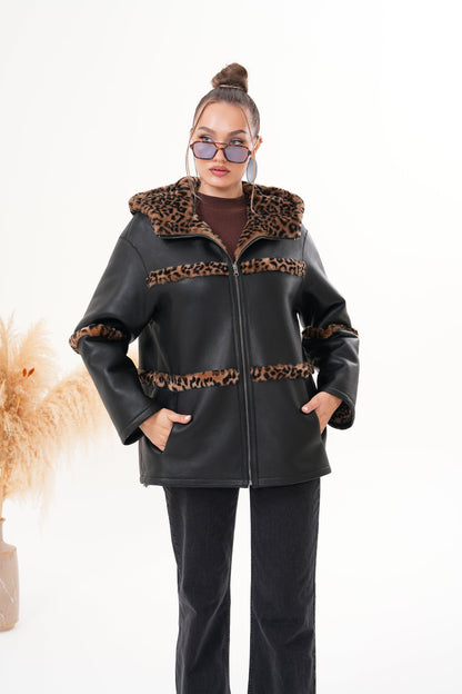 The Panthera Reversible Leopard Shearling Leather Women Jacket