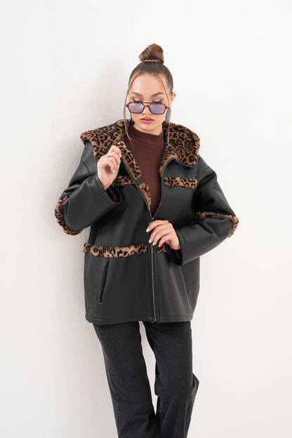 The Panthera Reversible Leopard Shearling Leather Women Jacket