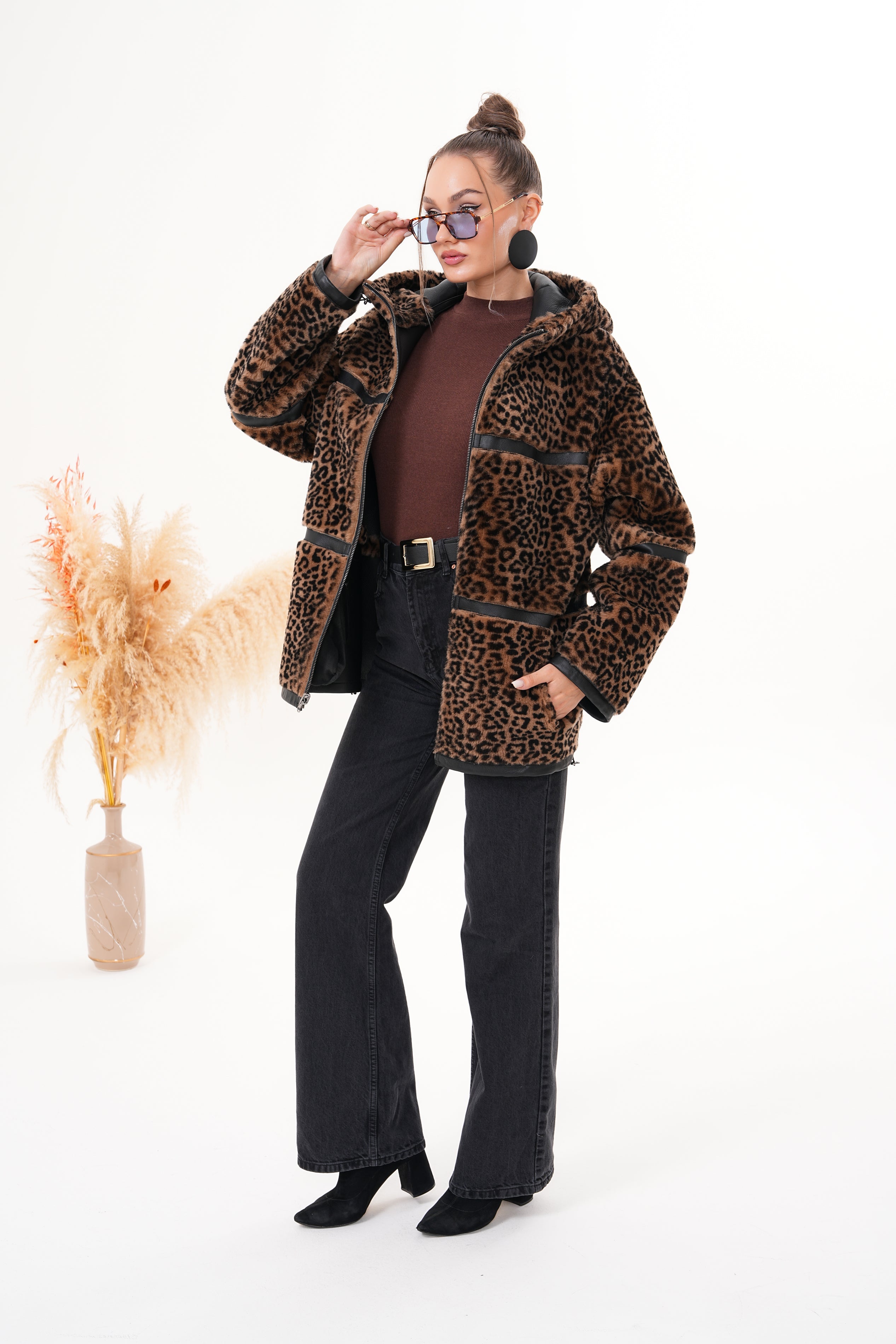 The Panthera Reversible Leopard Shearling Leather Women Jacket