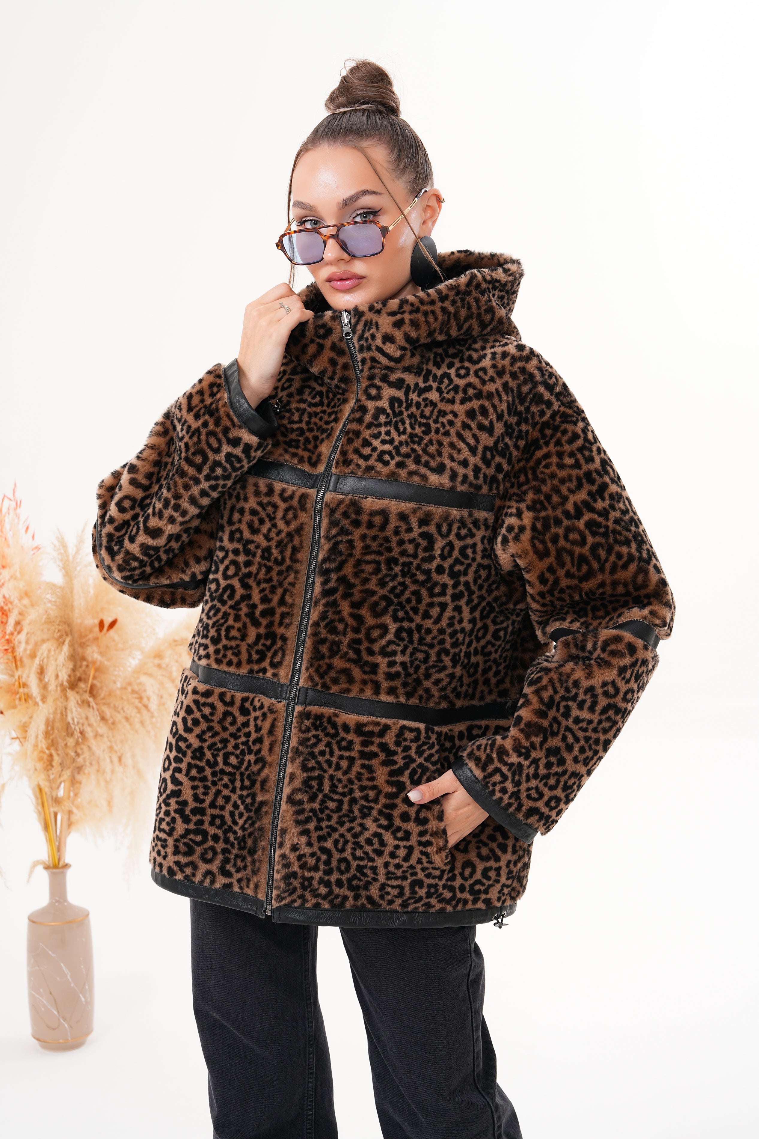 The Panthera Reversible Leopard Shearling Leather Women Jacket