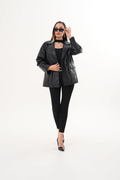 The Viva Black Leather Women Jacket