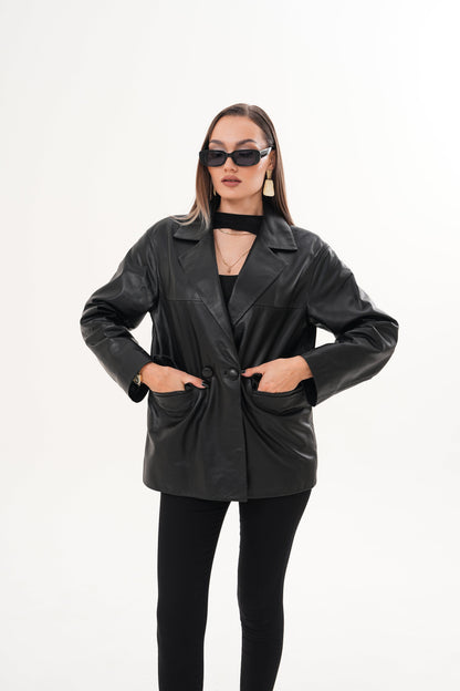 The Viva Black Leather Women Jacket