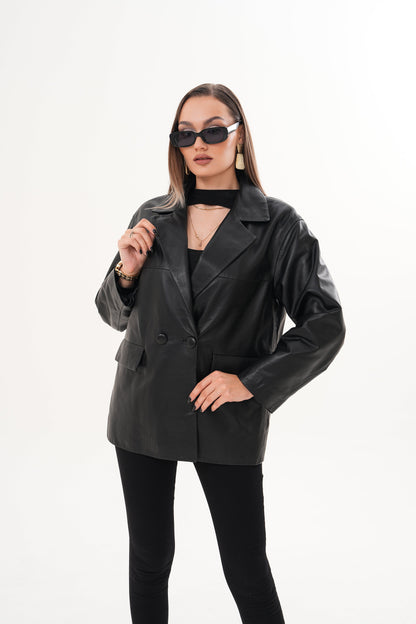 The Viva Black Leather Women Jacket