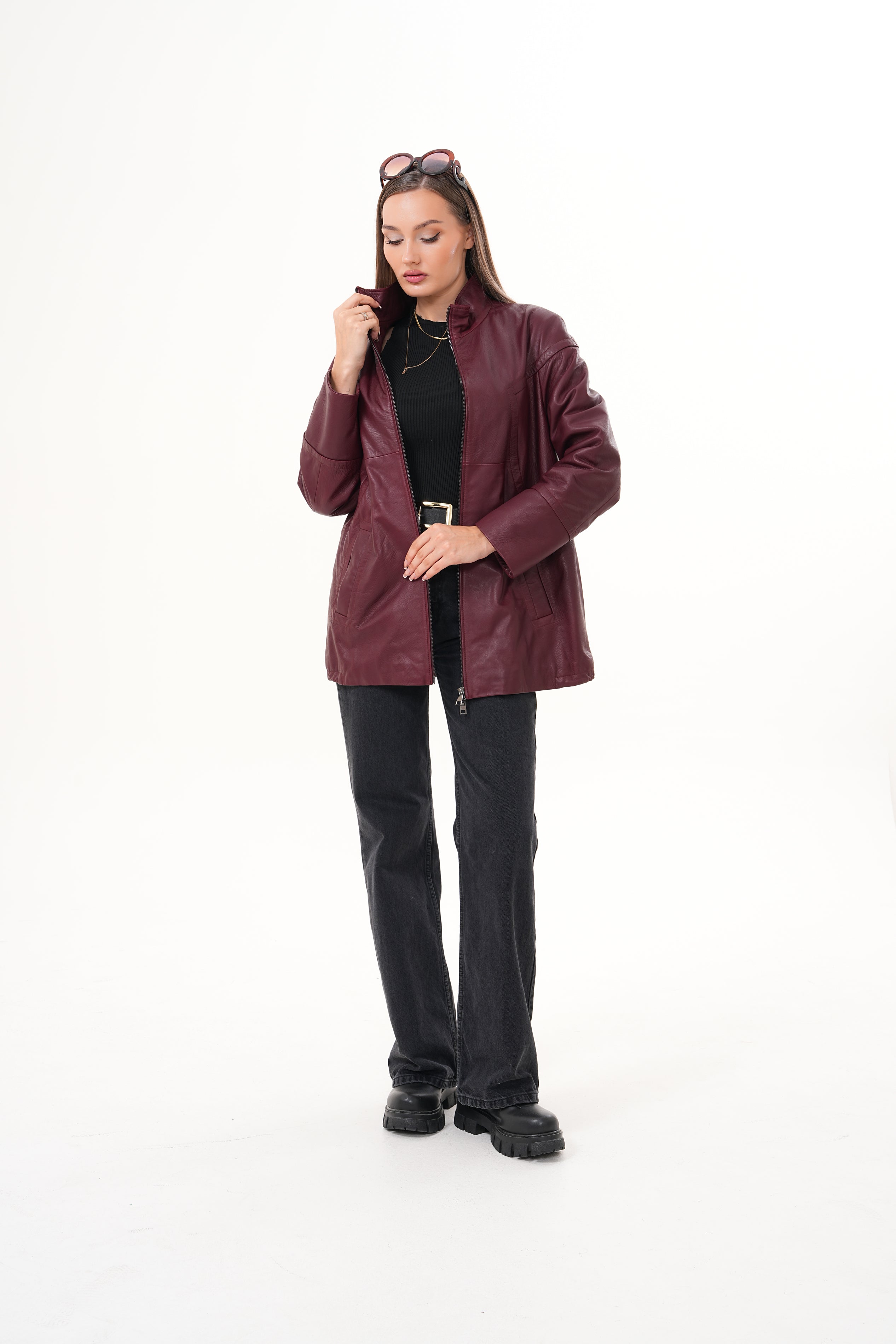 The Sierra Burgundy Leather Women Jacket