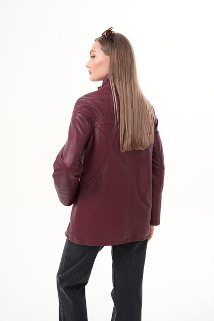 The Sierra Burgundy Leather Women Jacket