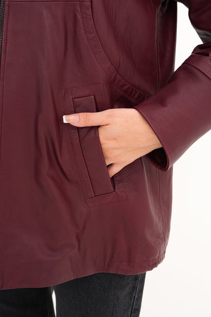 The Sierra Burgundy Leather Women Jacket
