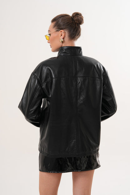 The Nox Black Leather Women Jacket