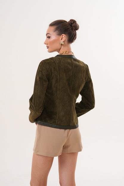 The Nyvessa Reversible Leather Women Jacket – Olive Green