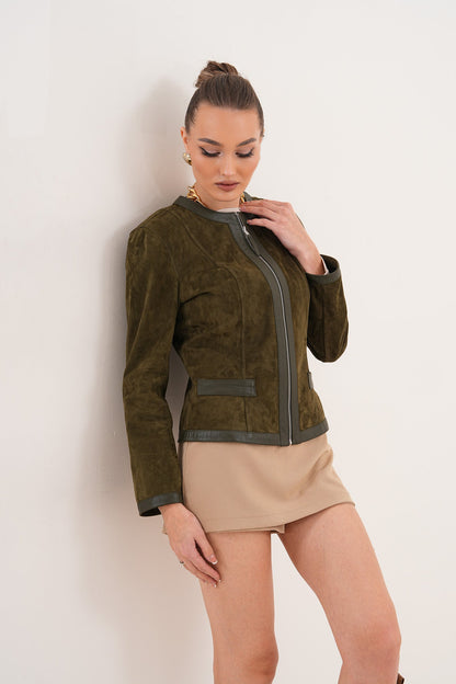 The Nyvessa Reversible Leather Women Jacket – Olive Green