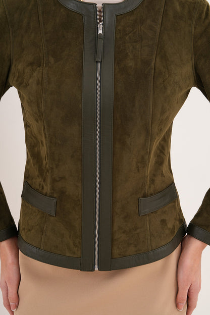 The Nyvessa Reversible Leather Women Jacket – Olive Green