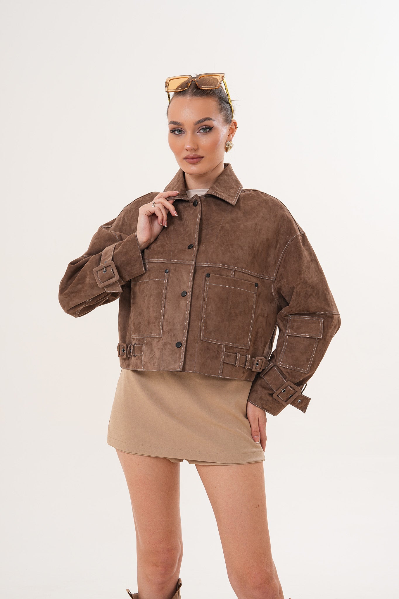 The Velmira Reversible Brown Suede Leather Jacket