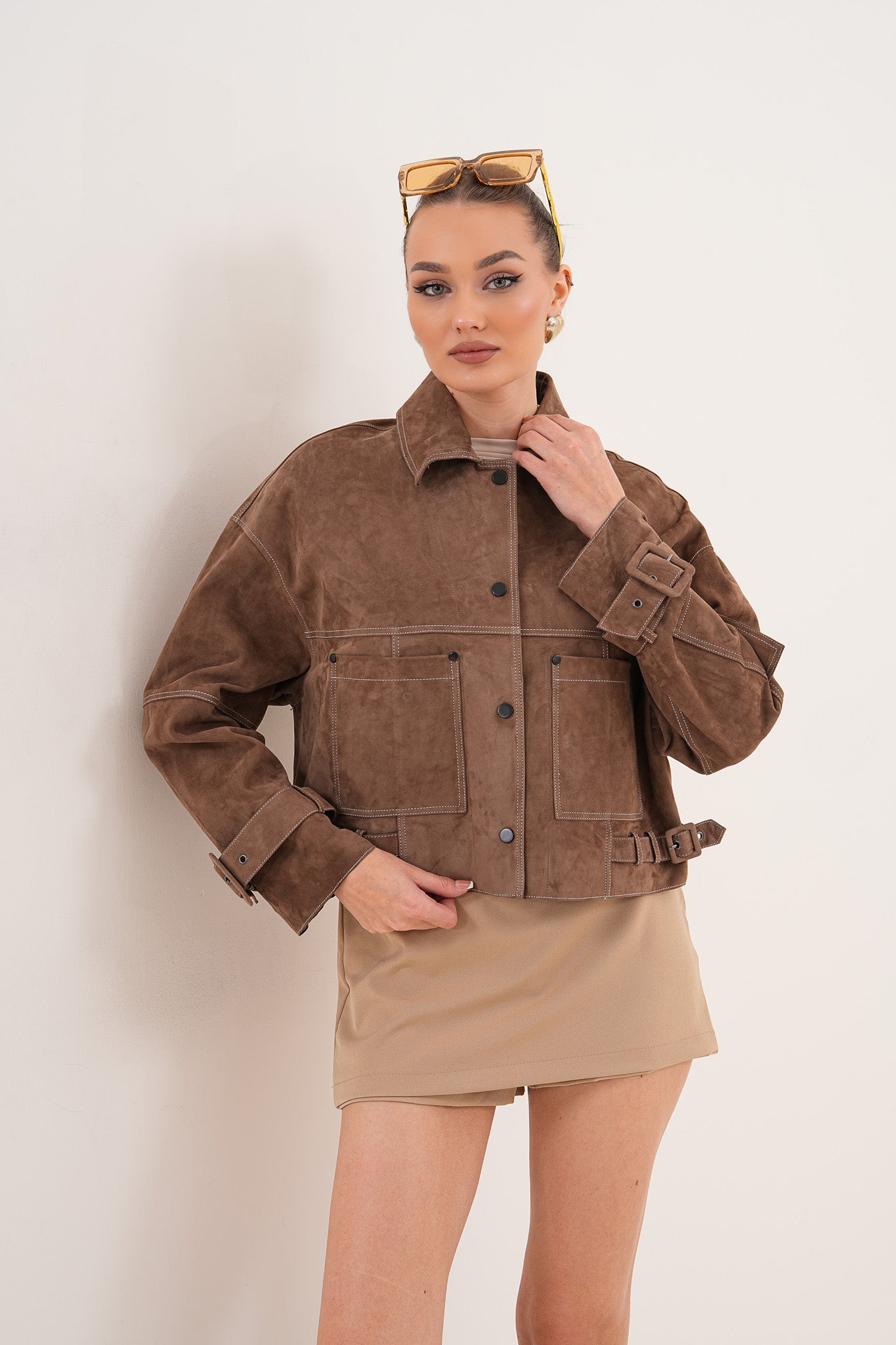 The Velmira Reversible Brown Suede Leather Jacket