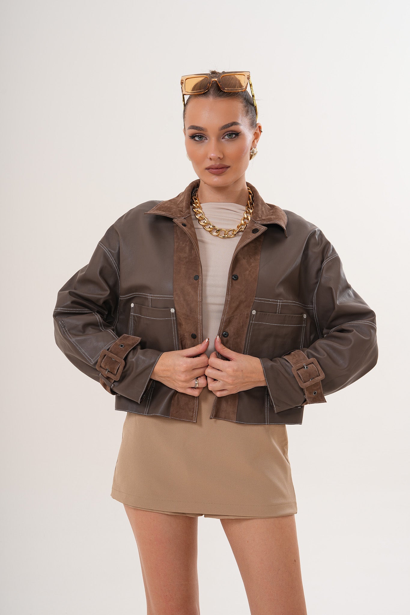 The Velmira Reversible Brown Suede Leather Jacket