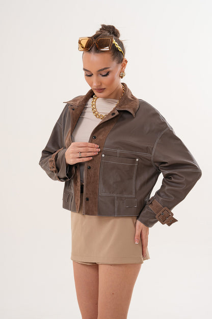 The Velmira Reversible Brown Suede Leather Jacket