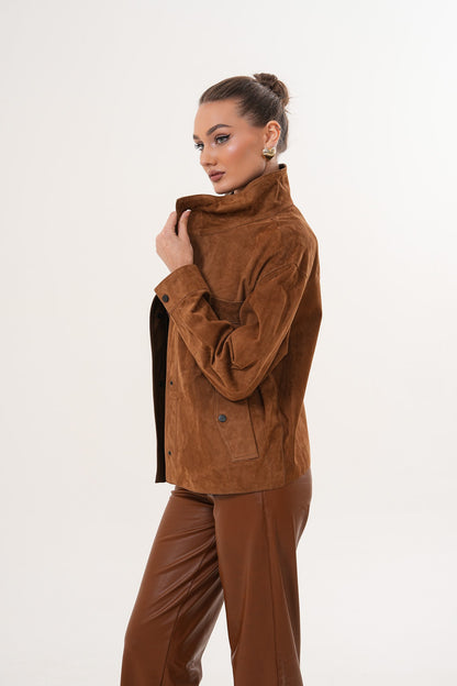 The Ravessa Reversible Brown Suede & Leather Women Jacket