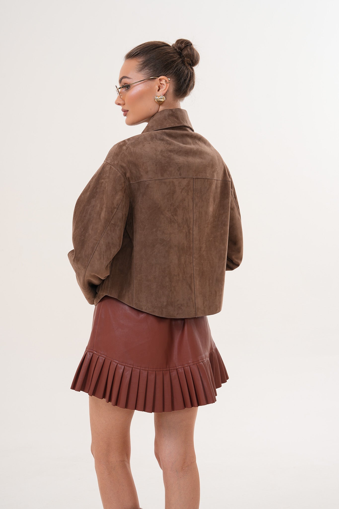 Vinci Leather Shoes Elvoria Reversible Leather Jacket – Taupe / Suede Brown