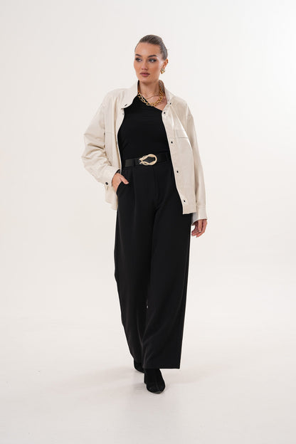 The Velmira Reversible Ivory Leather Women Jacket