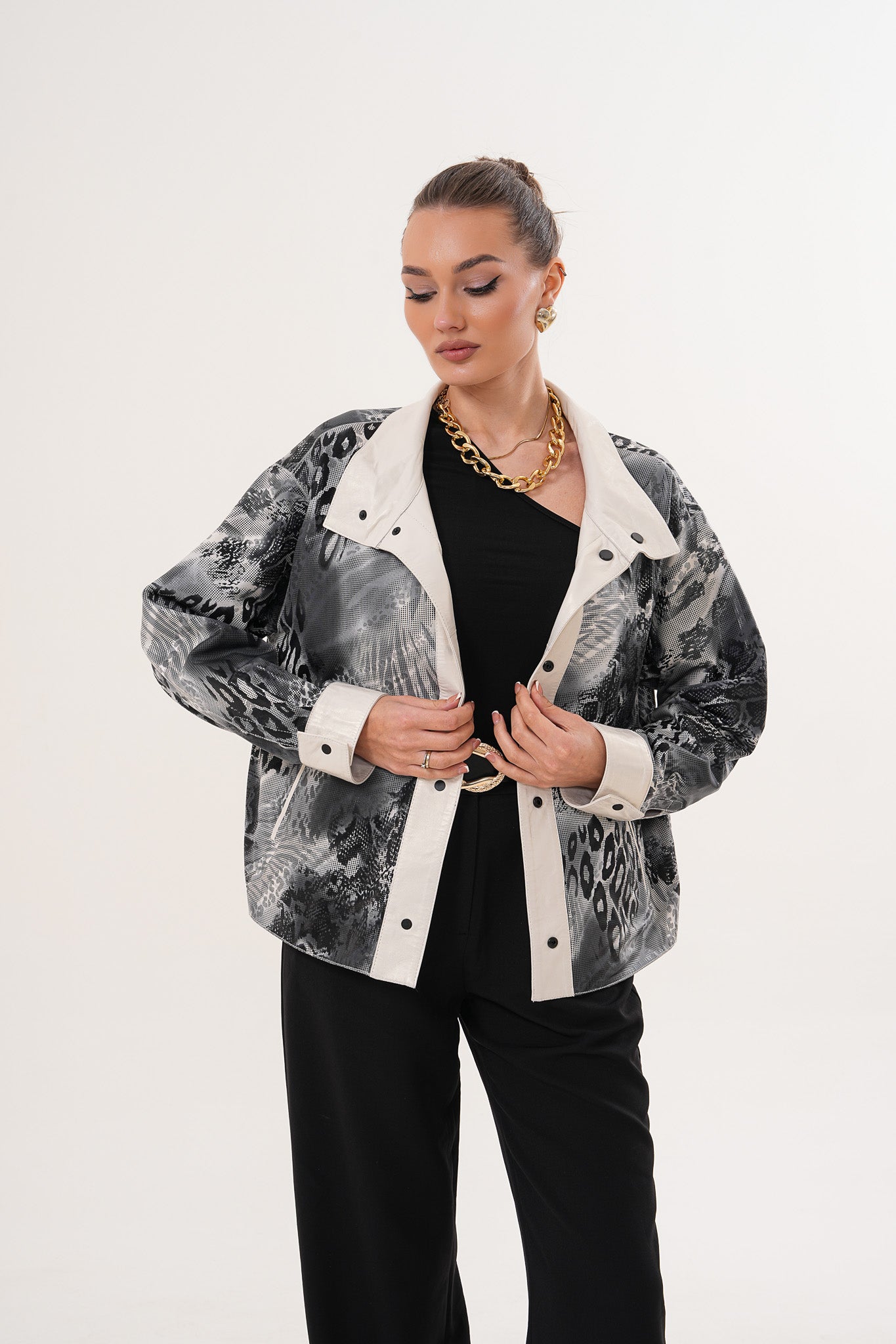 The Velmira Reversible Ivory Leather Women Jacket