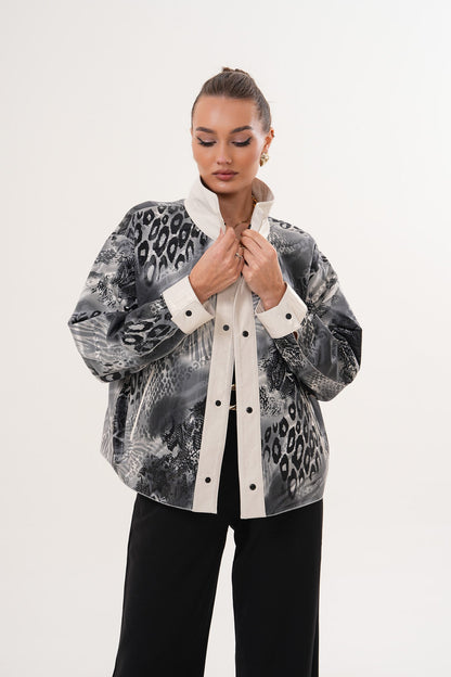 The Velmira Reversible Ivory Leather Women Jacket