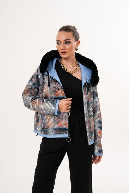 Vinci Leather Shoes The Velora Sky Blue Reversible Lambskin Women Leather Jacket