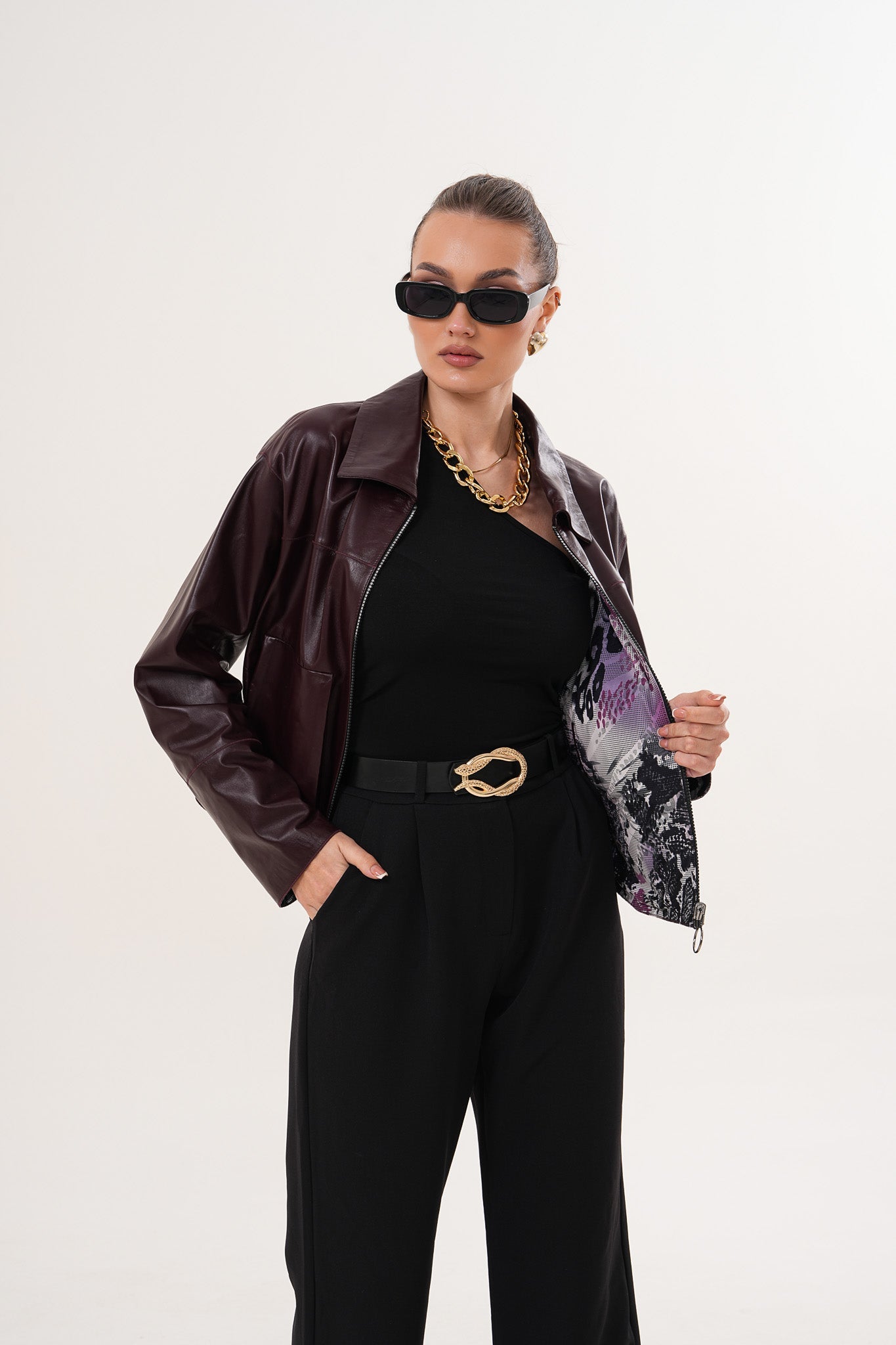 Vinci Leather Shoes The Elvoria Reversible Burgundy Leather Jacket