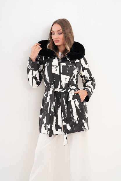 The Prisma Black & White Leather Women Jacket