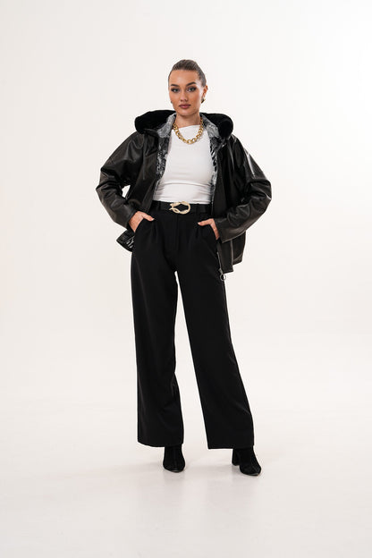 The Velora Black Reversible Lambskin Women Leather Jacket