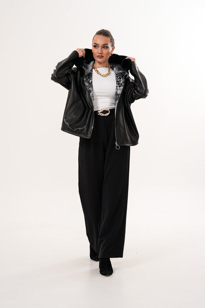 The Velora Black Reversible Lambskin Women Leather Jacket