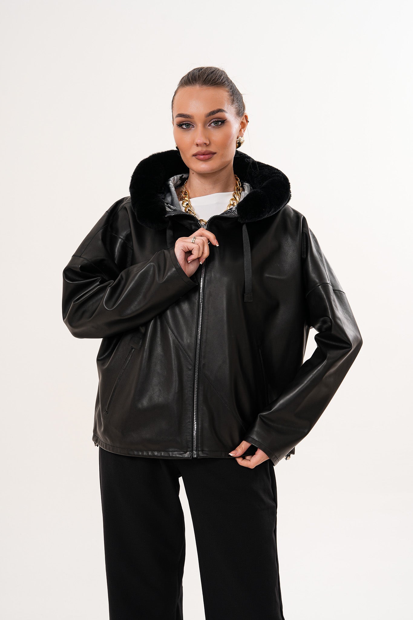 The Velora Black Reversible Lambskin Women Leather Jacket