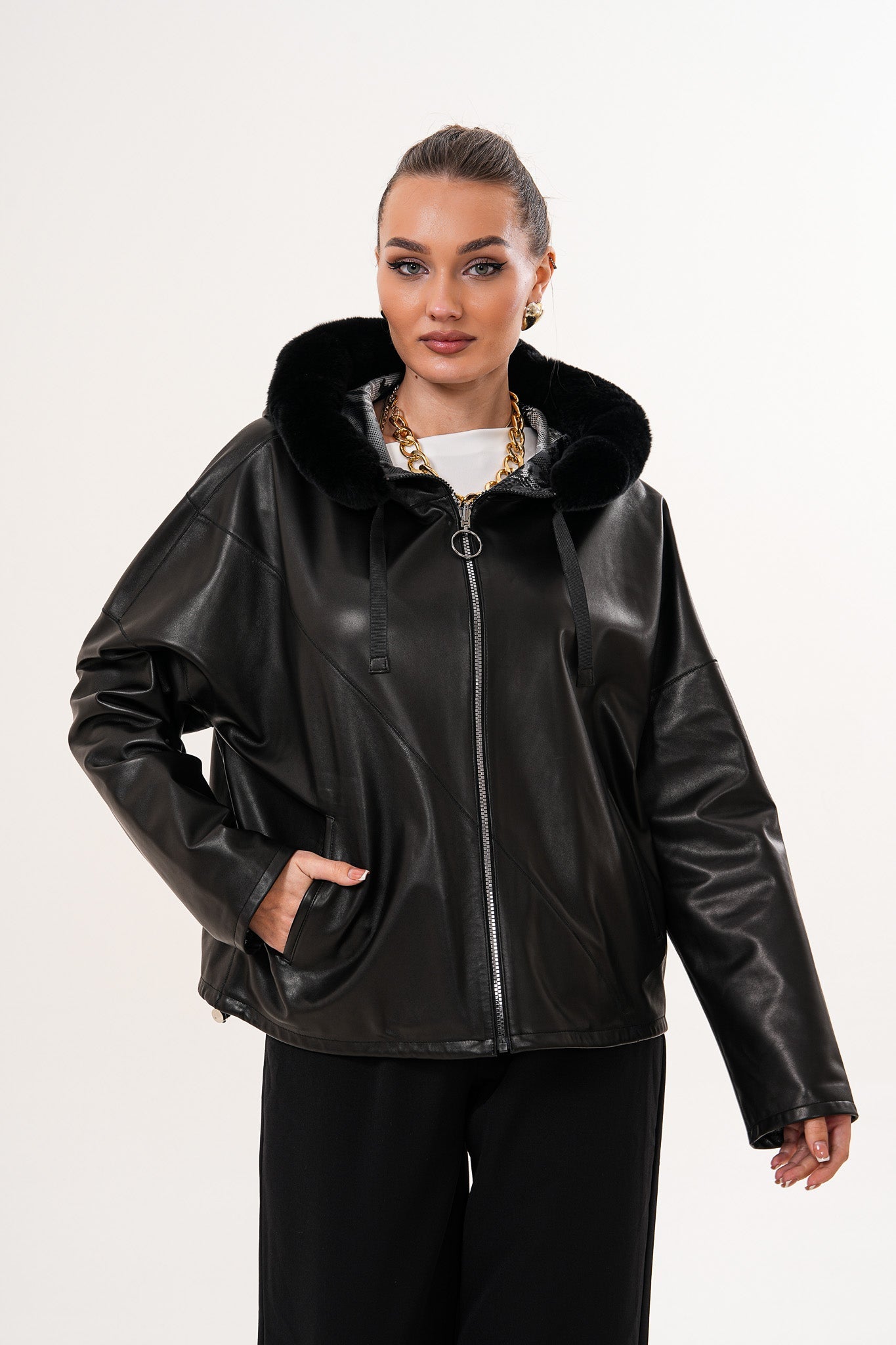 The Velora Black Reversible Lambskin Women Leather Jacket