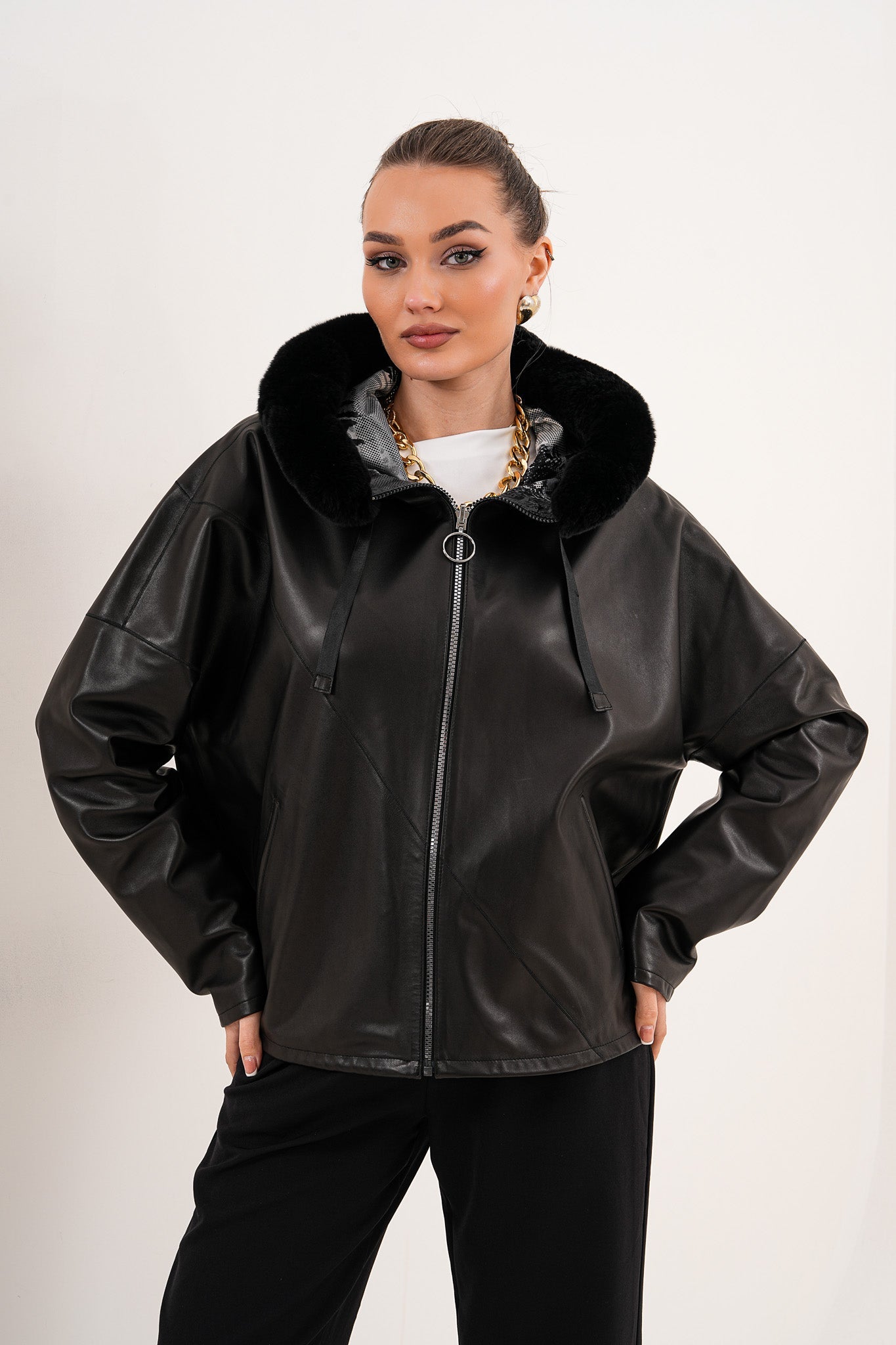 The Velora Black Reversible Lambskin Women Leather Jacket