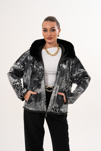 The Velora Black Reversible Lambskin Women Leather Jacket