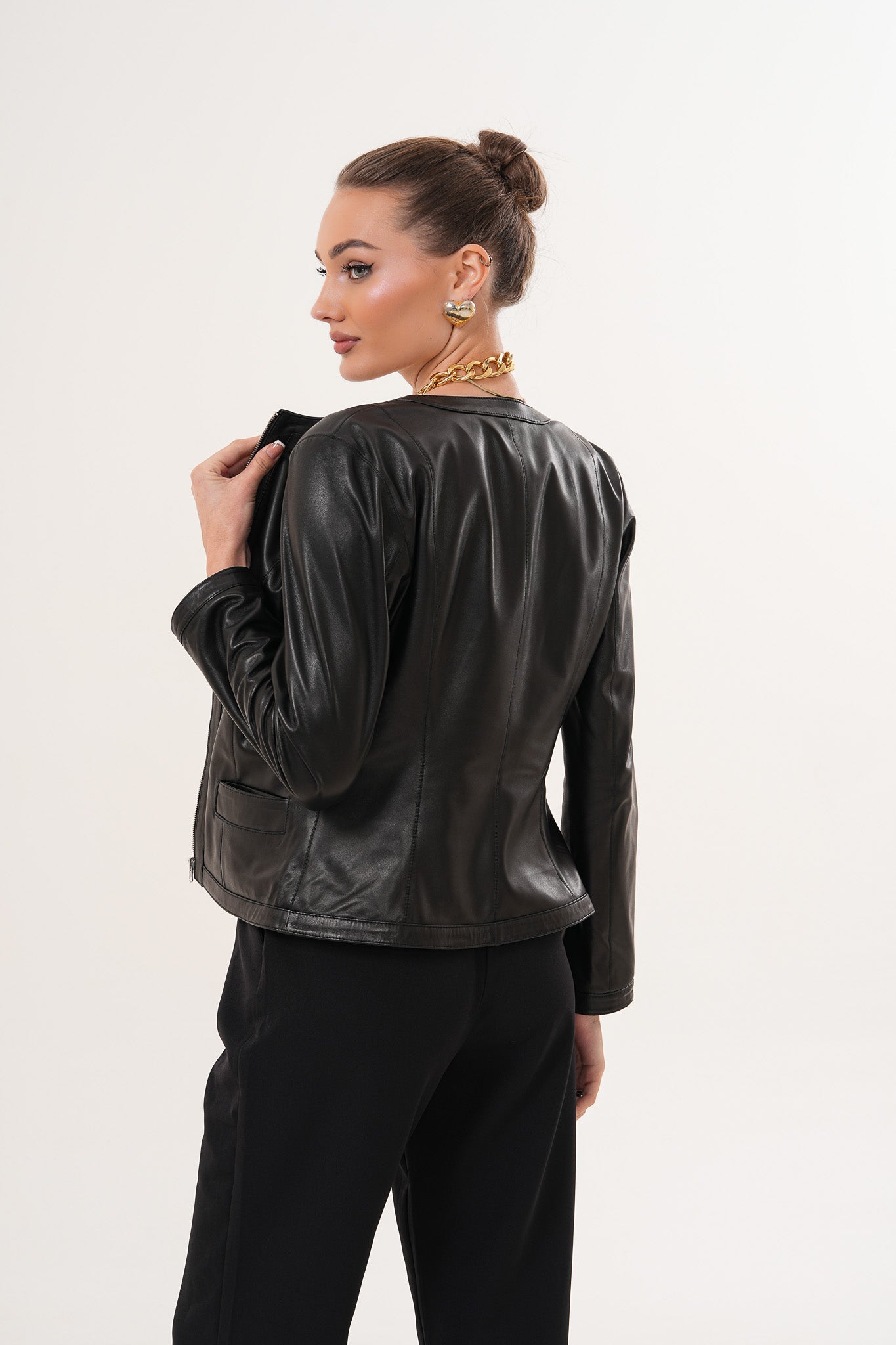 The Nyvessa Black Leather Women Jacket