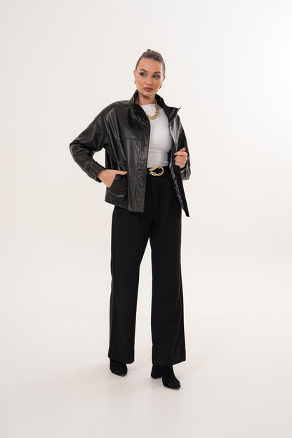 The Ravessa Reversible Black Leather Women Jacket