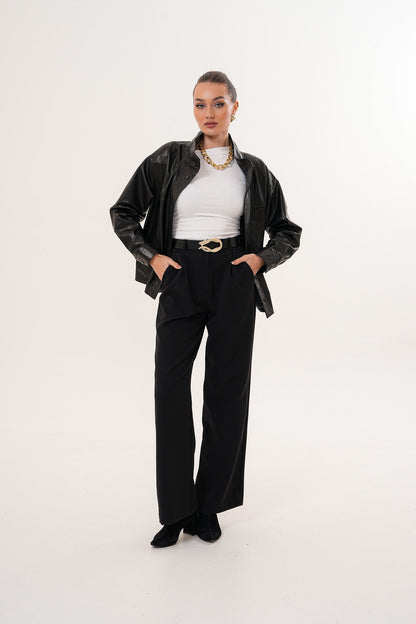 The Ravessa Reversible Black Leather Women Jacket