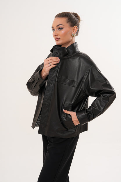 The Ravessa Reversible Black Leather Women Jacket