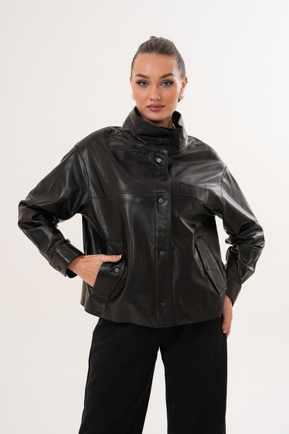The Ravessa Reversible Black Leather Women Jacket