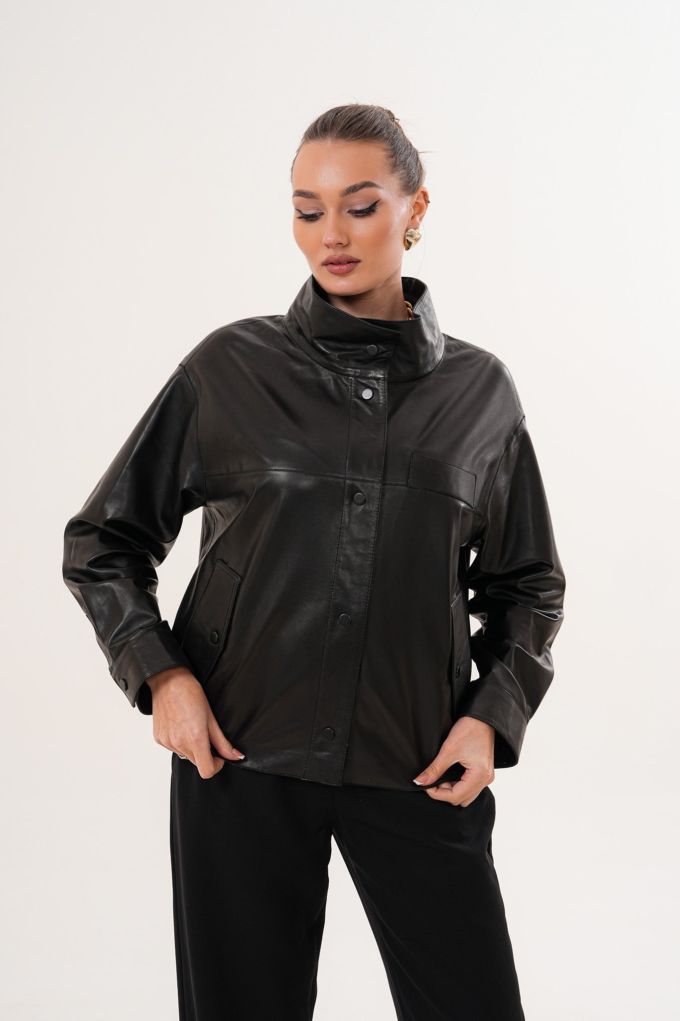 The Ravessa Reversible Black Leather Women Jacket