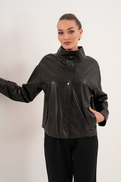 The Ravessa Reversible Black Leather Women Jacket